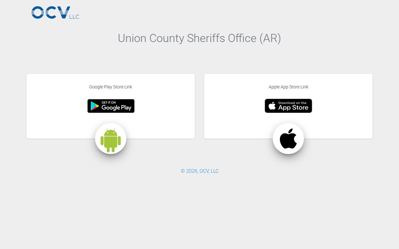 Union County Sheriff's Office booking roster and alert app download page